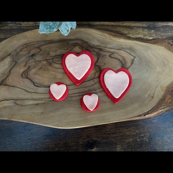 Handmade Heart Clay Earrings - Valentine's Day - Picture 4 of 5